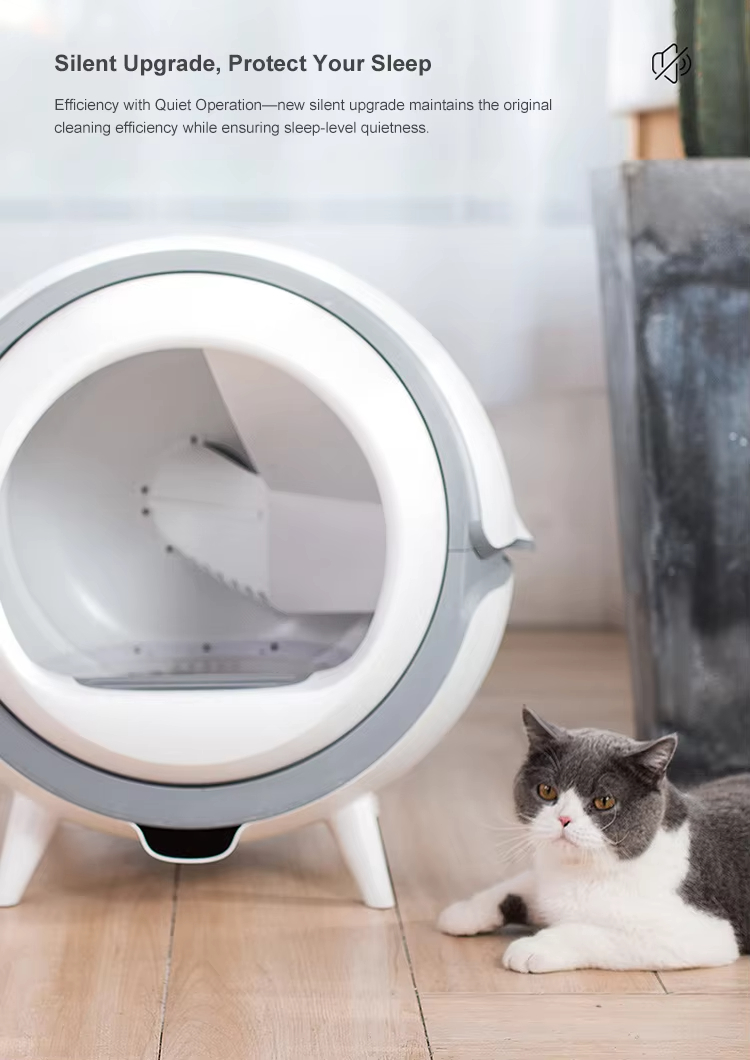 Automatic Cat Litter Box, Intelligent Cat Litter Box, Self-Cleaning Litter Box, Large Capacity Litter Box, Open Design Litter Box, Cat Health Management, Round Cat Litter Box, APP Control Litter Box, Low Power Litter Box, Pet Cleaning, Cat Toilet