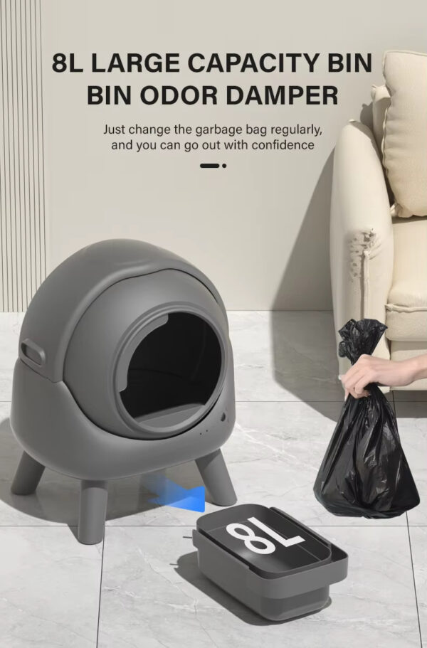 Automatic Cat Litter Box, Smart Cat Litter Box, Self-Cleaning Litter Box, Large Capacity Litter Box, Odor Removal Litter Box, APP Health Monitoring Litter Box, Round Cat Litter Box, Multi-Safety Litter Box, Easy Clean Litter Box, Pet Cleaning, Cat Toilet