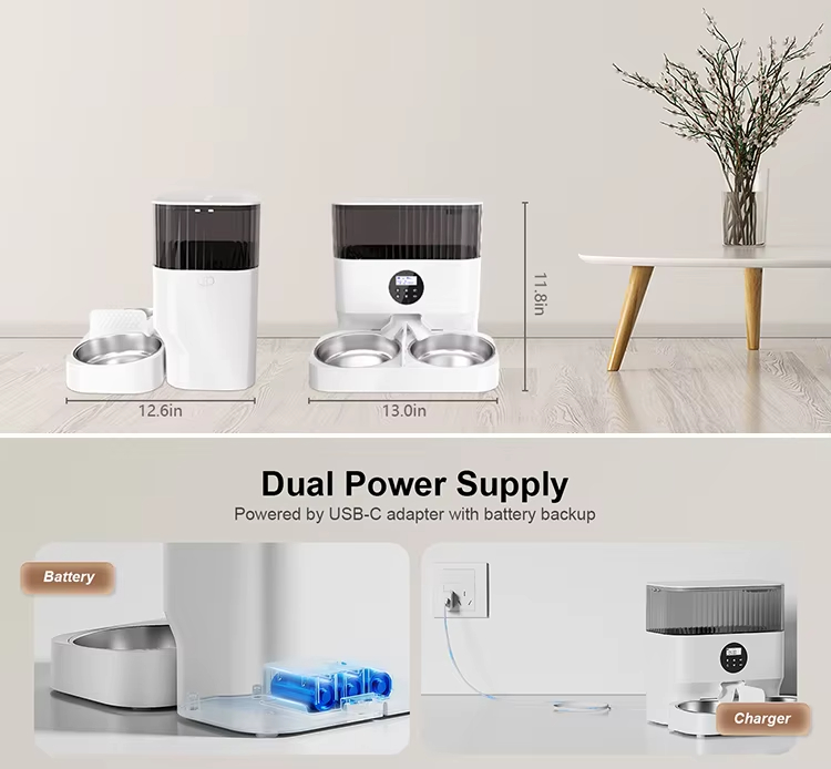 Automatic Pet Feeder, Elevated Pet Feeder, Timed Cat Feeder, Portion Control Feeder, Smart Pet Feeder, Two-Cat Feeder Bowl, Detachable Pet Feeder