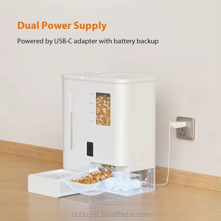 Pet Feeder and Water Dispenser, Automatic Pet Feeder with Camera, Smart Cat Feeder, Gravity Water Dispenser, 2-in-1 Pet Feeder, App Controlled Feeder, Timed Food Dispenser