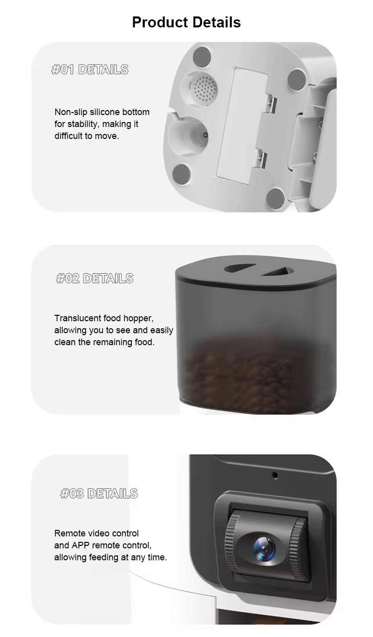 Pet Feeder with Camera, Smart Pet Feeder, Automatic Cat Feeder, WiFi Pet Camera, Remote Pet Feeder, Timed Food Dispenser, Adjustable Angle Camera