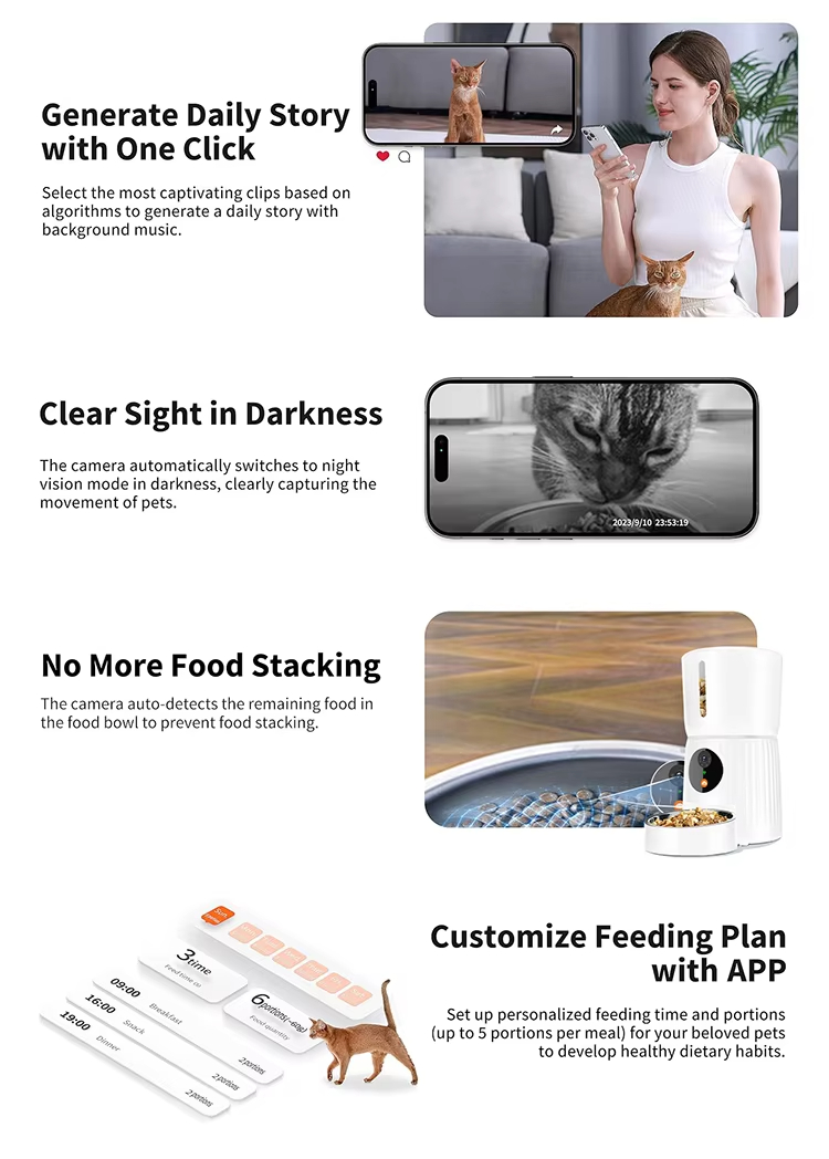 Smart Pet Feeder, Automatic Cat Feeder, WiFi Pet Feeder, Timed Food Dispenser, Portion Control Feeder, Pet Feeder with App, Slow Feeder