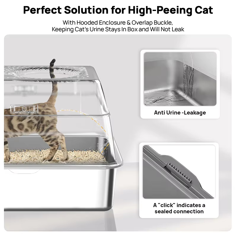 Stainless Steel Litter Box - 100L Large, 100L Cat Litter Box, Extra Large Litter Box, Top Entry Litter Box, Drawer Type Litter Box, Easy Clean Litter Box, Anti-Tracking Litter Box, Leak-Proof Litter Box, Non-Stick Litter Box, CPC104054, Multi-Cat Household Litter Box, Large Cat Litter Box