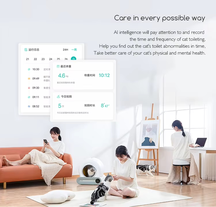 Intelligent Self-Cleaning Cat Litter Box, Automatic Cat Litter Box, Odor Removal Litter Box, APP Controlled Litter Box, Large Capacity Litter Box, Quiet Litter Box, Round Cat Litter Box, Cat Health Management, Pet Cleaning, Cat Toilet