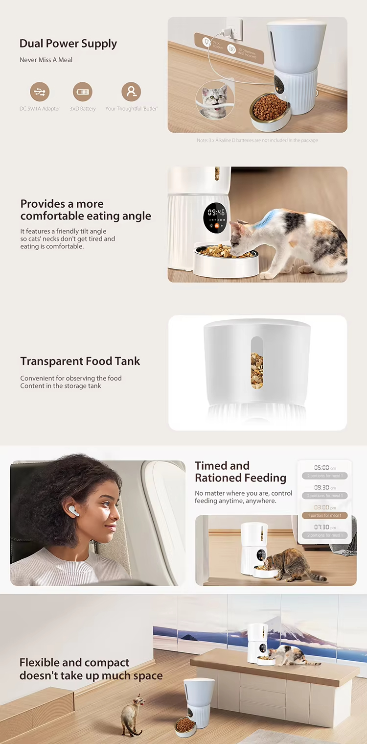 Smart Pet Feeder, Automatic Cat Feeder, WiFi Pet Feeder, Timed Food Dispenser, Portion Control Feeder, Pet Feeder with App, Slow Feeder