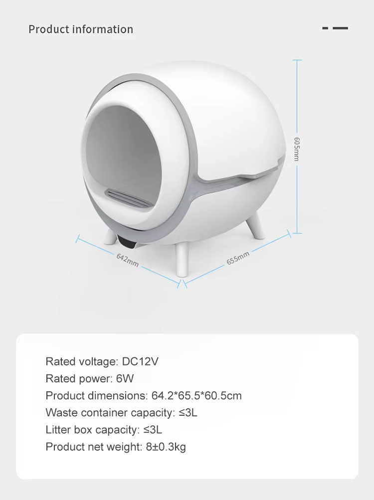 Automatic Cat Litter Box, Intelligent Cat Litter Box, Self-Cleaning Litter Box, Large Capacity Litter Box, Open Design Litter Box, Cat Health Management, Round Cat Litter Box, APP Control Litter Box, Low Power Litter Box, Pet Cleaning, Cat Toilet