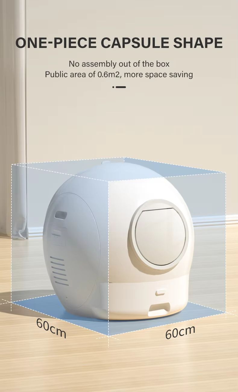 Automatic Cat Litter Box, Smart Cat Litter Box, Self-Cleaning Litter Box, WiFi Controlled Litter Box, Odor Removal Litter Box, 65L Litter Box, Large Capacity Litter Box, Round Cat Litter Box, Multi-Cat Household Litter Box, Pet Cleaning, Automatic Cat Toilet