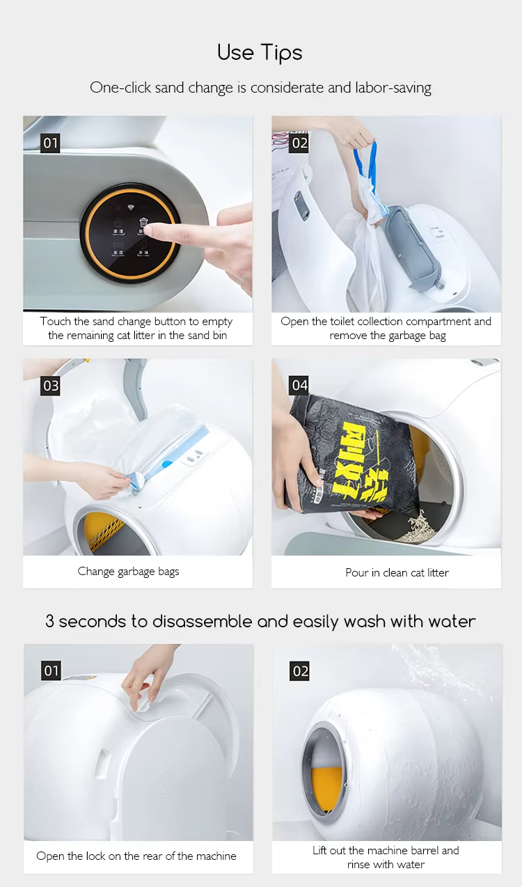 Intelligent Self-Cleaning Cat Litter Box, Automatic Cat Litter Box, Odor Removal Litter Box, APP Controlled Litter Box, Large Capacity Litter Box, Quiet Litter Box, Round Cat Litter Box, Cat Health Management, Pet Cleaning, Cat Toilet