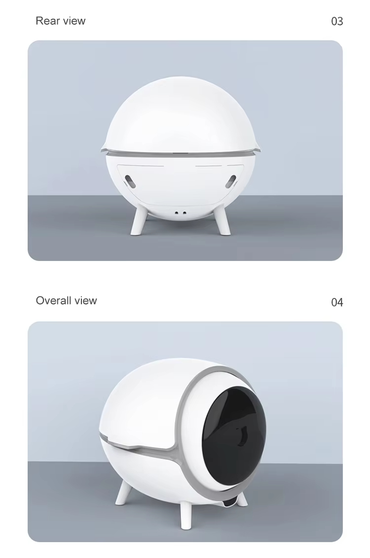 Automatic Cat Litter Box, Intelligent Cat Litter Box, Self-Cleaning Litter Box, Large Capacity Litter Box, Open Design Litter Box, Cat Health Management, Round Cat Litter Box, APP Control Litter Box, Low Power Litter Box, Pet Cleaning, Cat Toilet