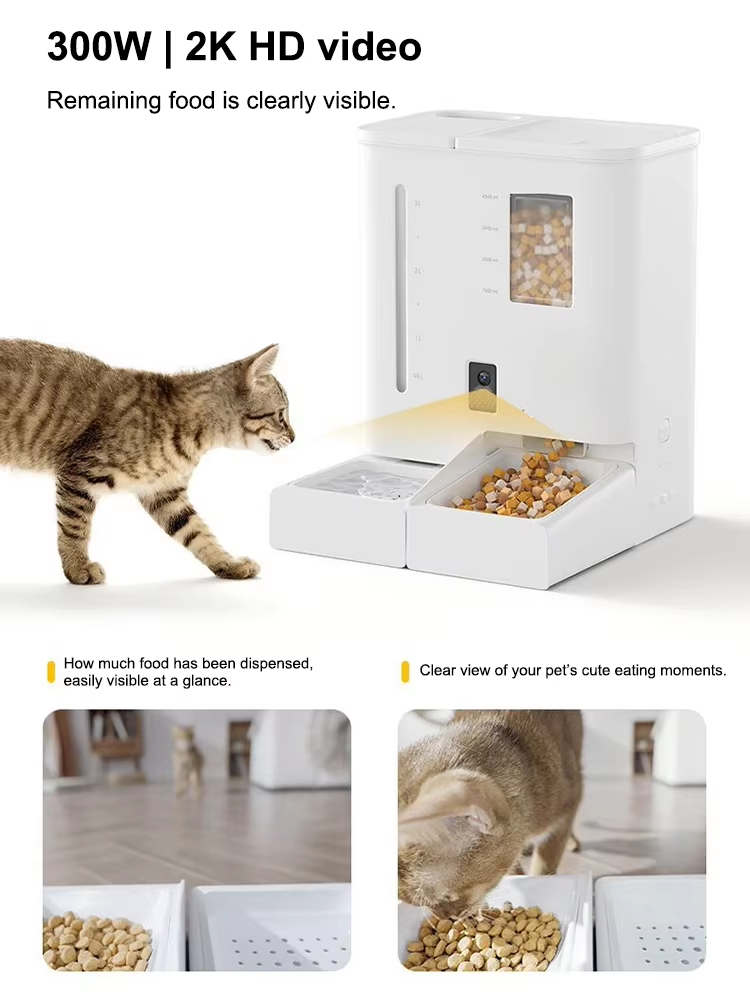Pet Feeder and Water Dispenser, Automatic Pet Feeder with Camera, Smart Cat Feeder, Gravity Water Dispenser, 2-in-1 Pet Feeder, App Controlled Feeder, Timed Food Dispenser