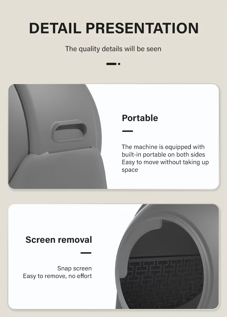 Automatic Cat Litter Box, Smart Cat Litter Box, Self-Cleaning Litter Box, Large Capacity Litter Box, Odor Removal Litter Box, APP Health Monitoring Litter Box, Round Cat Litter Box, Multi-Safety Litter Box, Easy Clean Litter Box, Pet Cleaning, Cat Toilet