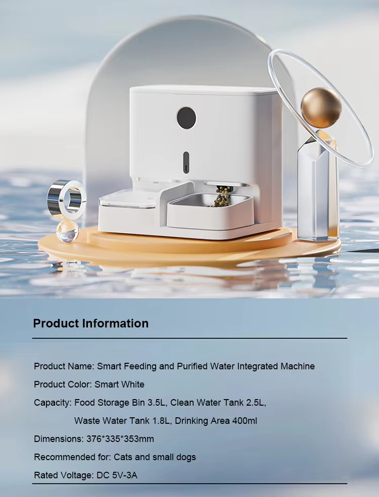 Smart Pet Feeder and Water Fountain, Self-Cleaning Water Bowl, Automatic Pet Feeder, Pet Feeder with App, Smart Weighing Bowl, 2-in-1 Pet Feeding Station, Filtered Water Dispenser