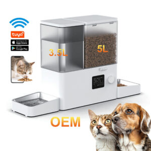 Automatic Pet Feeder and Water Dispenser, 2-in-1 Pet Feeder, Timed Pet Feeder, Gravity Water Fountain, Cat Food and Water Dispenser, Large Capacity Pet Feeder, LCD Control Pet Feeder