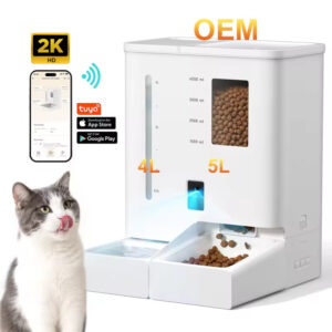 Pet Feeder and Water Dispenser, Automatic Pet Feeder with Camera, Smart Cat Feeder, Gravity Water Dispenser, 2-in-1 Pet Feeder, App Controlled Feeder, Timed Food Dispenser