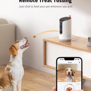 Dog Camera Treat Dispenser – 360° Auto-Tracking Camera with 2K HD Video
