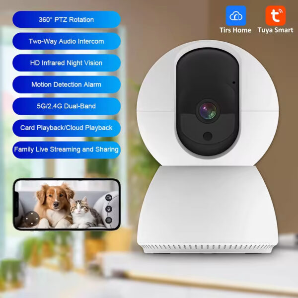 WiFi Pet Camera, Pet Monitor, 360° Dog Camera, Smart Cat Camera, Pet Camera with Audio, Auto-Tracking Pet Camera