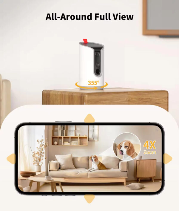 Dog Camera Treat Dispenser, 360° Pet Camera, Smart Pet Monitor, WiFi Dog Camera, 2K Pet Camera, Auto-Tracking Pet Camera, Interactive Treat Dispenser