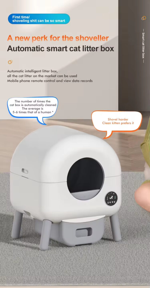 Smart Cat Litter Box, 5L Internal Space Litter Box, Multi-Safety Protection Litter Box, Cat Litter Usage Records, Cat Weight Tracking, Smart Spray Deodorization, Plastic Cat Litter Box, White Cat Litter Box, Sichuan Made Litter Box, Pet Waste Cleaning