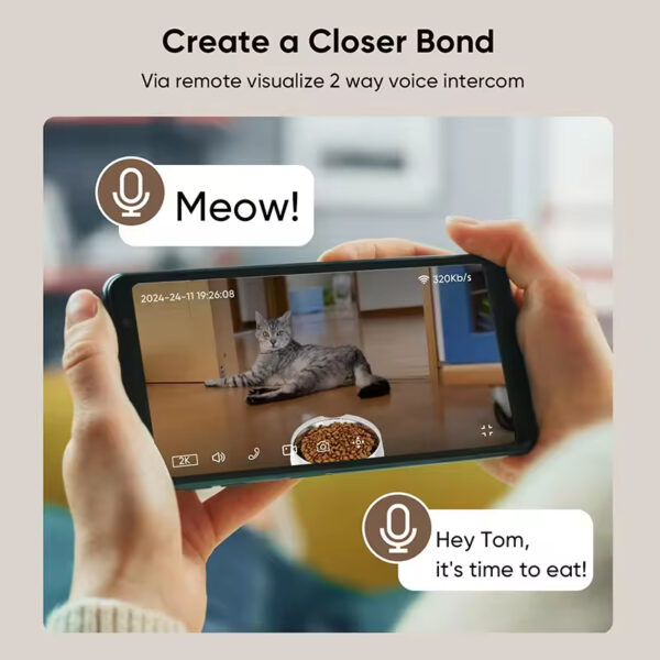 Pet Feeder with Camera, Smart Pet Feeder, Automatic Cat Feeder, WiFi Pet Camera, Remote Pet Feeder, Timed Food Dispenser, Interactive Pet Feeder