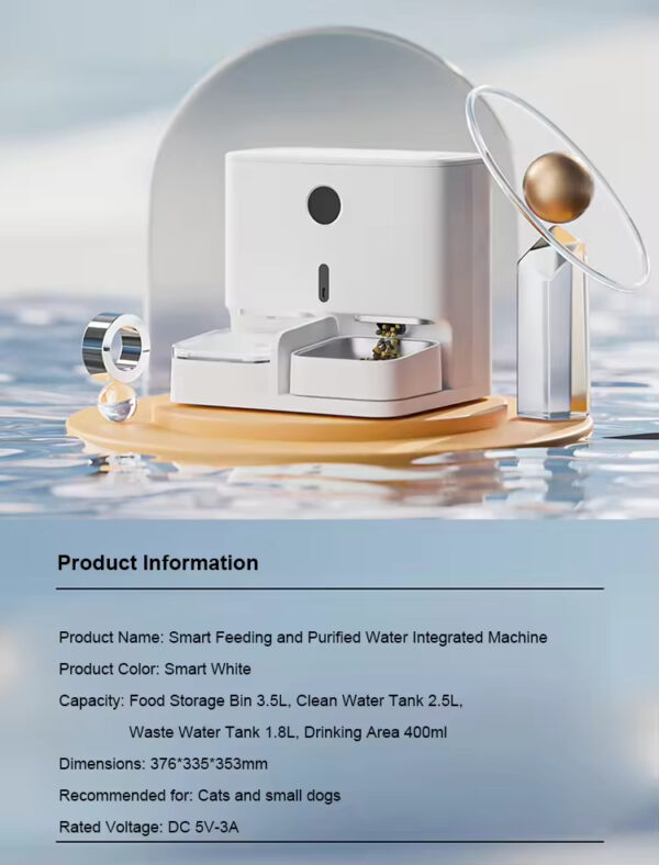 Smart Pet Feeder and Water Fountain, Self-Cleaning Water Bowl, Automatic Pet Feeder, Pet Feeder with App, Smart Weighing Bowl, 2-in-1 Pet Feeding Station, Filtered Water Dispenser