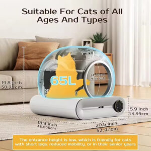 Intelligent Self-Cleaning Cat Litter Box - 65L Large, Quiet, APP Control, Odor Removal