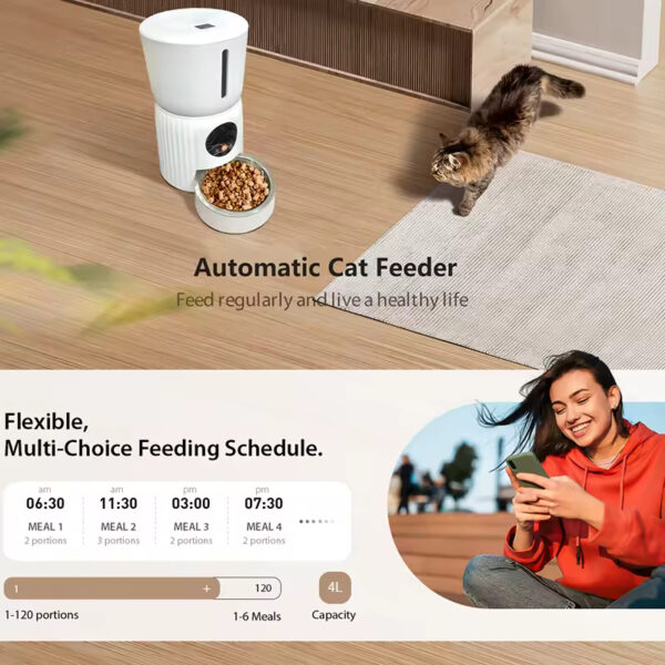 Smart Pet Feeder, Automatic Cat Feeder, WiFi Pet Feeder, Timed Food Dispenser, Portion Control Feeder, Pet Feeder with App, Slow Feeder