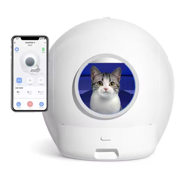 Automatic Cat Litter Box, Smart Cat Litter Box, Self-Cleaning Litter Box, WiFi Controlled Litter Box, Odor Removal Litter Box, 65L Litter Box, Large Capacity Litter Box, Round Cat Litter Box, Multi-Cat Household Litter Box, Pet Cleaning, Automatic Cat Toilet