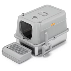 Stainless Steel Litter Box - 100L Large, 100L Cat Litter Box, Extra Large Litter Box, Top Entry Litter Box, Drawer Type Litter Box, Easy Clean Litter Box, Anti-Tracking Litter Box, Leak-Proof Litter Box, Non-Stick Litter Box, CPC104054, Multi-Cat Household Litter Box, Large Cat Litter Box