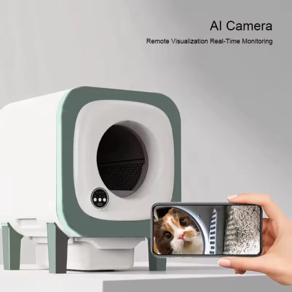 Self-Cleaning Cat Litter Box, Smart Cat Litter Box, Automatic Cat Litter Box, Cat Litter Box with Camera, WiFi Litter Box, 72L Litter Box, Large Capacity Litter Box, Square Cat Litter Box, Cat Video Monitoring, Pet Cleaning, Cat Toilet