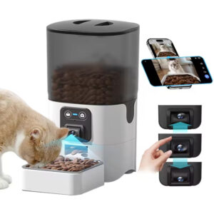 Pet Feeder with Camera, Smart Pet Feeder, Automatic Cat Feeder, WiFi Pet Camera, Remote Pet Feeder, Timed Food Dispenser, Adjustable Angle Camera