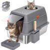 Stainless Steel Litter Box - 100L Large, 100L Cat Litter Box, Extra Large Litter Box, Top Entry Litter Box, Drawer Type Litter Box, Easy Clean Litter Box, Anti-Tracking Litter Box, Leak-Proof Litter Box, Non-Stick Litter Box, CPC104054, Multi-Cat Household Litter Box, Large Cat Litter Box