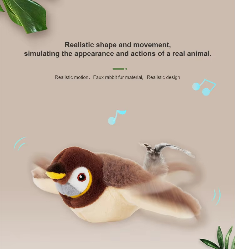 Cat Toy, Flapping Wings Sparrow Toy, USB Rechargeable Cat Toy, Built-in Catnip Toy, Realistic Animal Toy, Smart Sensing Cat Toy, Fun Sound Effects Toy, Cat Teaser Wand Toy, Plush Cat Toy, Indoor Outdoor Cat Toy
