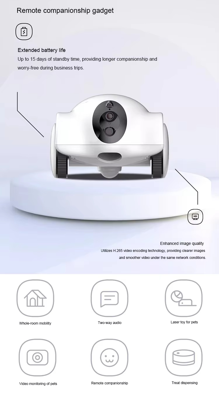 Pet Companion Robot, Mobile Pet Camera, Interactive Dog Toy, Remote Control Pet Robot, Pet Camera with Laser and Treats, WiFi Pet Monitor, Smart Cat Toy