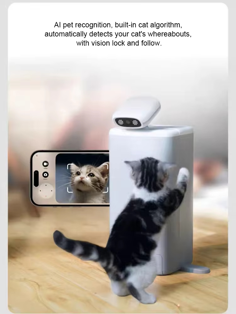 Pet Feeder with Camera, Smart Cat Feeder, 360° Pet Camera, Auto-Tracking Camera, Interactive Pet Feeder, Pet Feeder with Laser, Timed Food Dispenser