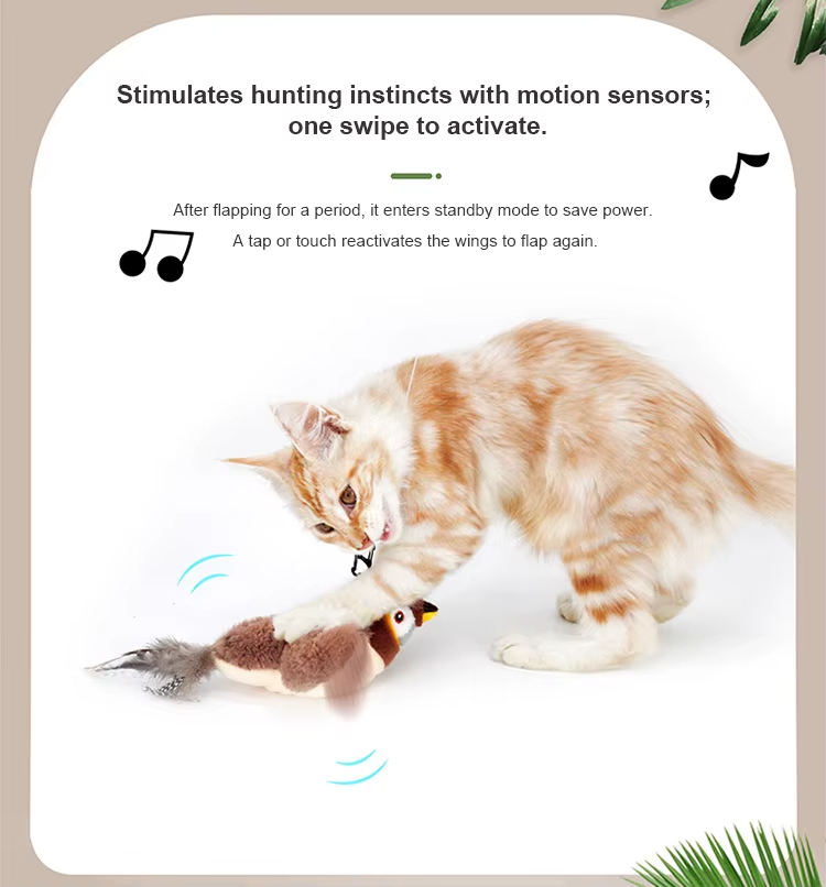 Cat Toy, Flapping Wings Sparrow Toy, USB Rechargeable Cat Toy, Built-in Catnip Toy, Realistic Animal Toy, Smart Sensing Cat Toy, Fun Sound Effects Toy, Cat Teaser Wand Toy, Plush Cat Toy, Indoor Outdoor Cat Toy