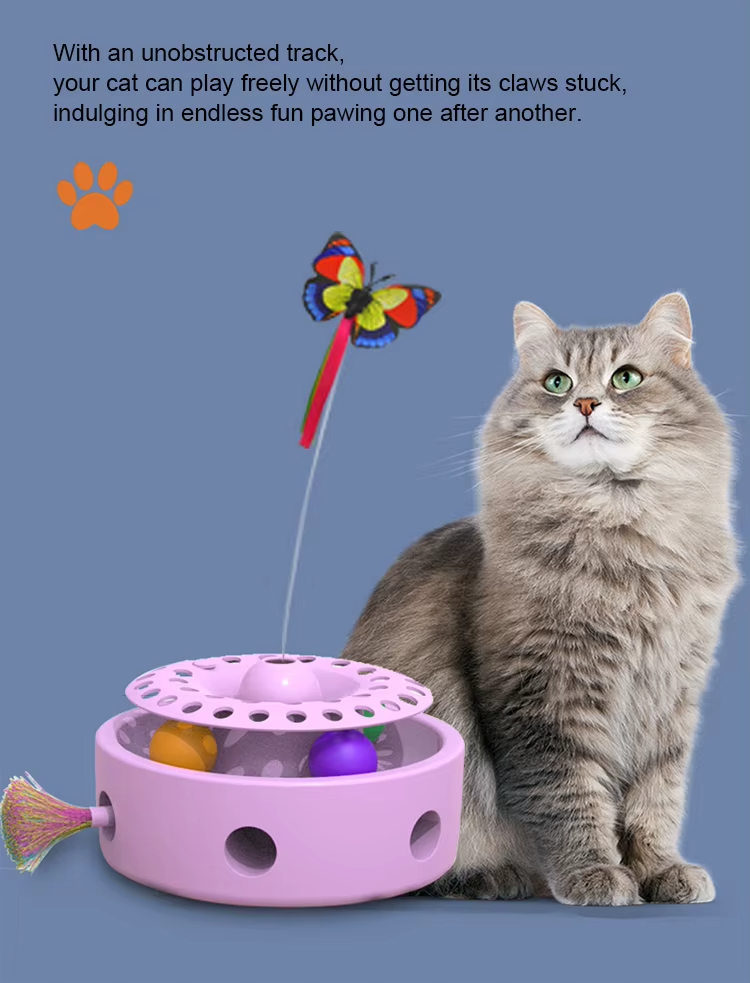 Cat Butterfly Rotating Toy, 3-in-1 Cat Toy, Multi-functional Cat Toy, Safe Cat Toy, Multi-Mode Play, Ball Track Toy, Cat Toy, Playful & Cute, Interactive Cat Toy