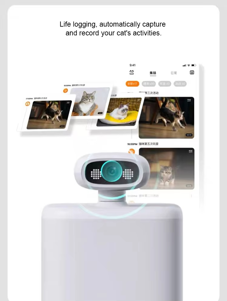Pet Feeder with Camera, Smart Cat Feeder, 360° Pet Camera, Auto-Tracking Camera, Interactive Pet Feeder, Pet Feeder with Laser, Timed Food Dispenser