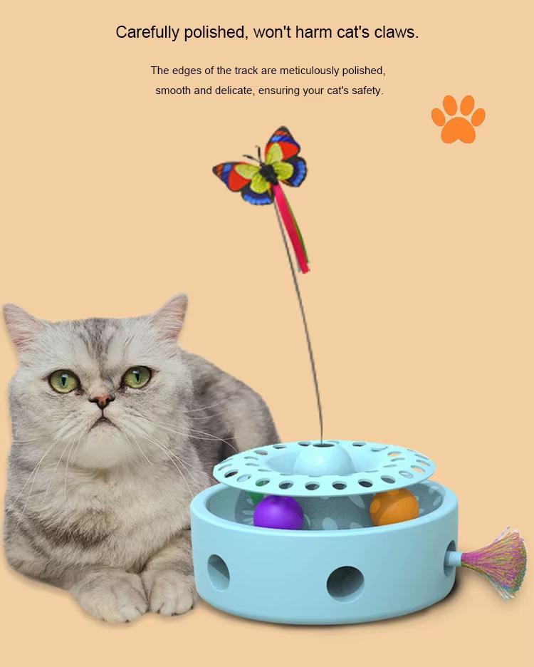 Cat Butterfly Rotating Toy, 3-in-1 Cat Toy, Multi-functional Cat Toy, Safe Cat Toy, Multi-Mode Play, Ball Track Toy, Cat Toy, Playful & Cute, Interactive Cat Toy
