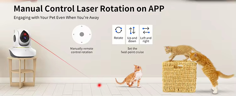 Pet Camera with Laser Toy, Interactive Cat Toy, 360° WiFi Pet Camera, Smart Pet Monitor, Two-Way Audio Cat Camera, Remote Play Pet Toy, HD Pet Camera