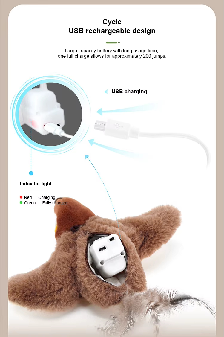 Cat Toy, Flapping Wings Sparrow Toy, USB Rechargeable Cat Toy, Built-in Catnip Toy, Realistic Animal Toy, Smart Sensing Cat Toy, Fun Sound Effects Toy, Cat Teaser Wand Toy, Plush Cat Toy, Indoor Outdoor Cat Toy