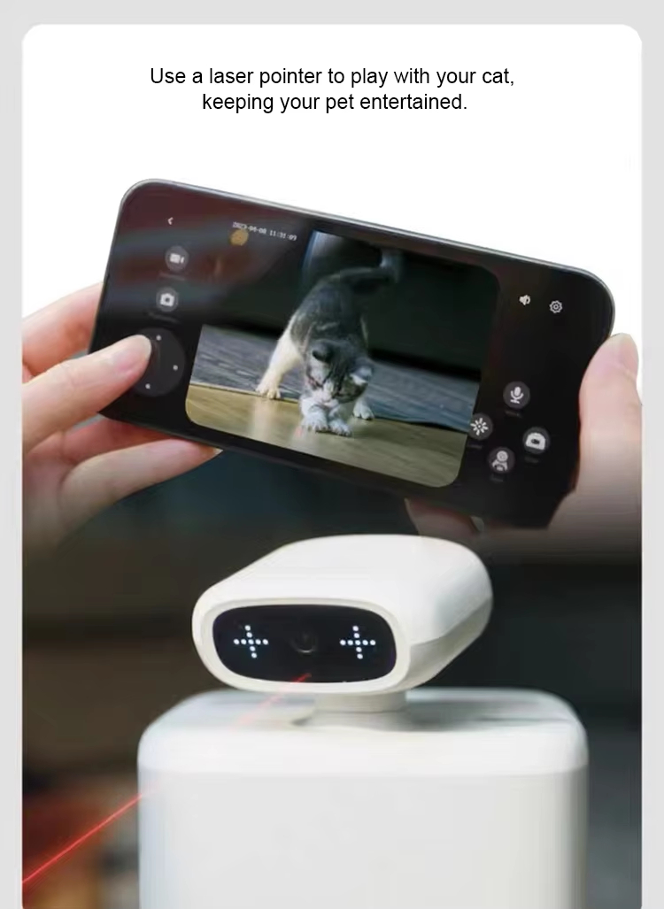 Pet Feeder with Camera, Smart Cat Feeder, 360° Pet Camera, Auto-Tracking Camera, Interactive Pet Feeder, Pet Feeder with Laser, Timed Food Dispenser