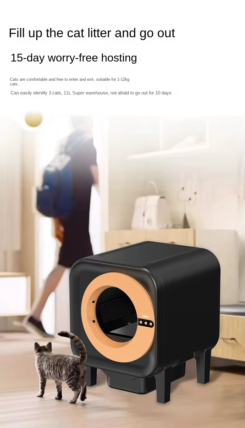 Self-Cleaning Litter Box, 65L Cat Litter Box, Ultra-Quiet Litter Box, UV Sterilization Litter Box, Ion Deodorizer, APP Controlled Cat Litter Box, Multi-Safety Litter Box, Multi-Litter Compatible, Large Capacity Litter Box, Pet Waste Management, Cat Toilet