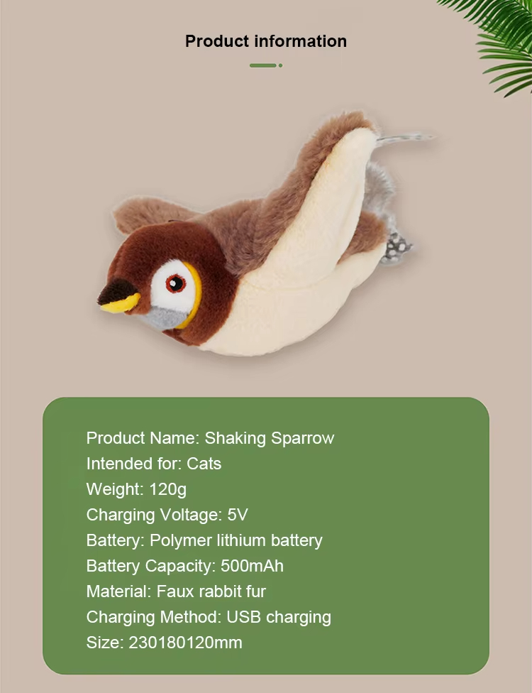 Cat Toy, Flapping Wings Sparrow Toy, USB Rechargeable Cat Toy, Built-in Catnip Toy, Realistic Animal Toy, Smart Sensing Cat Toy, Fun Sound Effects Toy, Cat Teaser Wand Toy, Plush Cat Toy, Indoor Outdoor Cat Toy