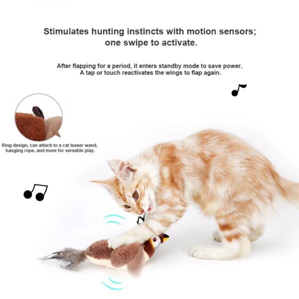 Cat Toy, Flapping Wings Sparrow Toy, USB Rechargeable Cat Toy, Built-in Catnip Toy, Realistic Animal Toy, Smart Sensing Cat Toy, Fun Sound Effects Toy, Cat Teaser Wand Toy, Plush Cat Toy, Indoor Outdoor Cat Toy