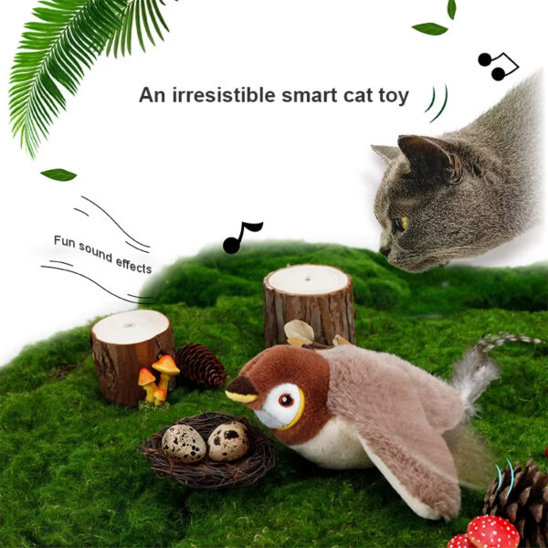 Cat Toy, Flapping Wings Sparrow Toy, USB Rechargeable Cat Toy, Built-in Catnip Toy, Realistic Animal Toy, Smart Sensing Cat Toy, Fun Sound Effects Toy, Cat Teaser Wand Toy, Plush Cat Toy, Indoor Outdoor Cat Toy