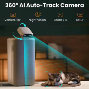 Pet Feeder with Camera – 360° Auto-Tracking and Interactive Laser
