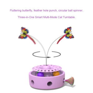 Smart Interactive Cat Toy : 3-in-1 Multi-functional, Rotating Butterfly, Built-in Balls