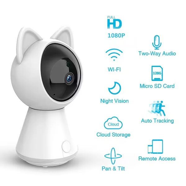 WiFi Security Camera, HD Pet Camera, Smart Baby Monitor, Indoor Security Camera, 1080p IP Camera, Camera with Night Vision, Two-Way Audio Camera