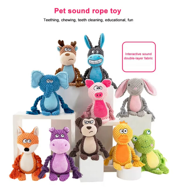 Dog Chew Toy, Durable Rope Toy, Built-in Squeaker Toy, Dog Teeth Cleaning Toy, Eco-Friendly Pet Toy, Multiple Animal Shapes Toy, Indoor Dog Toy, Outdoor Dog Toy