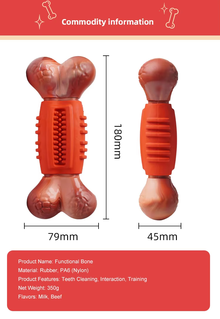 Dog Teething Bone, Bite-Resistant Toy, Dog Teeth Cleaning Toy, Natural Rubber Dog Toy, Eco-Friendly Non-toxic Pet Toy, Pet Puzzle Toy, Treat Dispensing Ball

